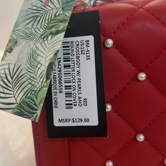 Badgley Mischka Red Quilted Shoulder Bag NWT bundle - Picture 3 of 17